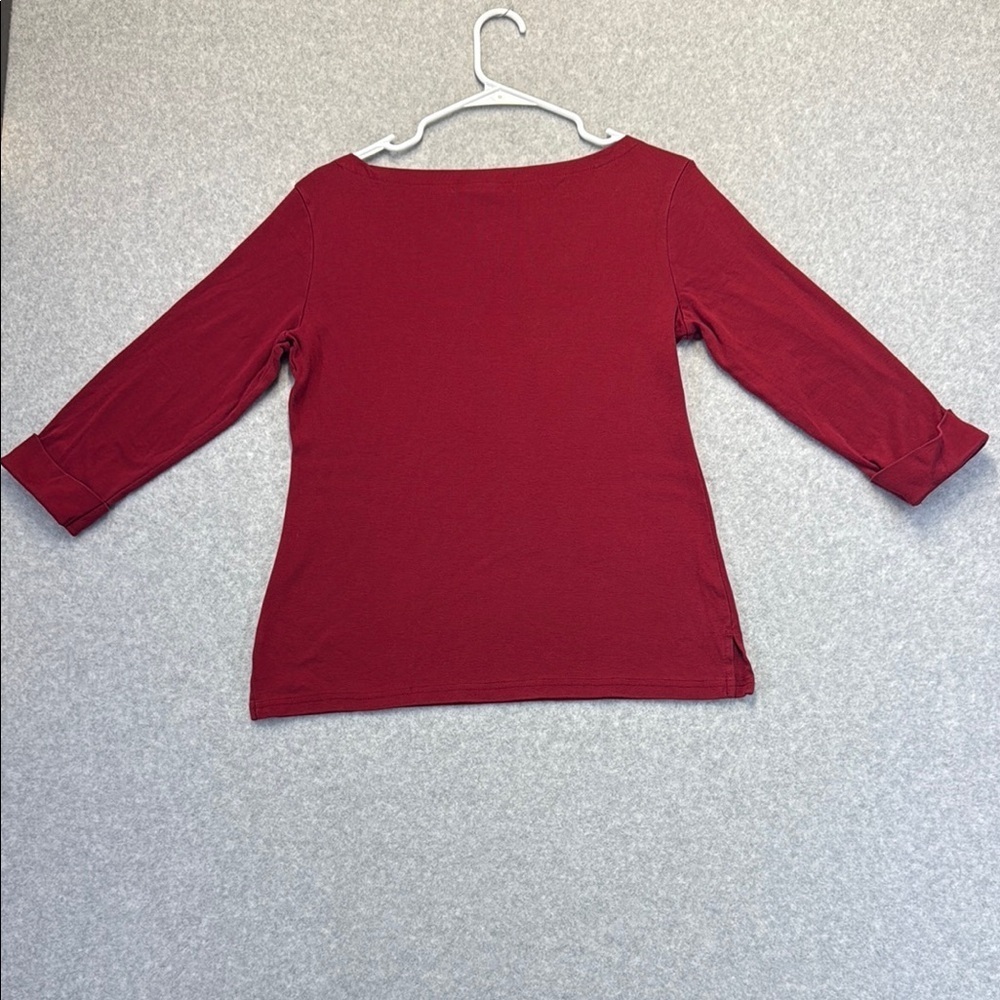 Karen Scott Red 3/4 Sleeve Fitted Blouse - Picture 5 of 6